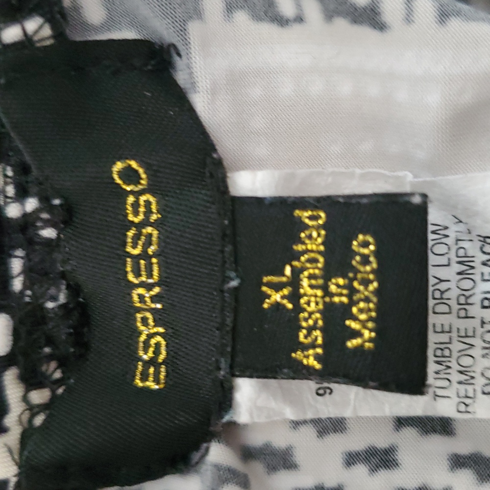 Espresso Black and Cream Checkered Muscle Top Blouse Size:XL - Picture 2 of 5